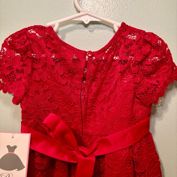 Rare Editions Red Sparkly Lace Dress - Picture 4 of 4